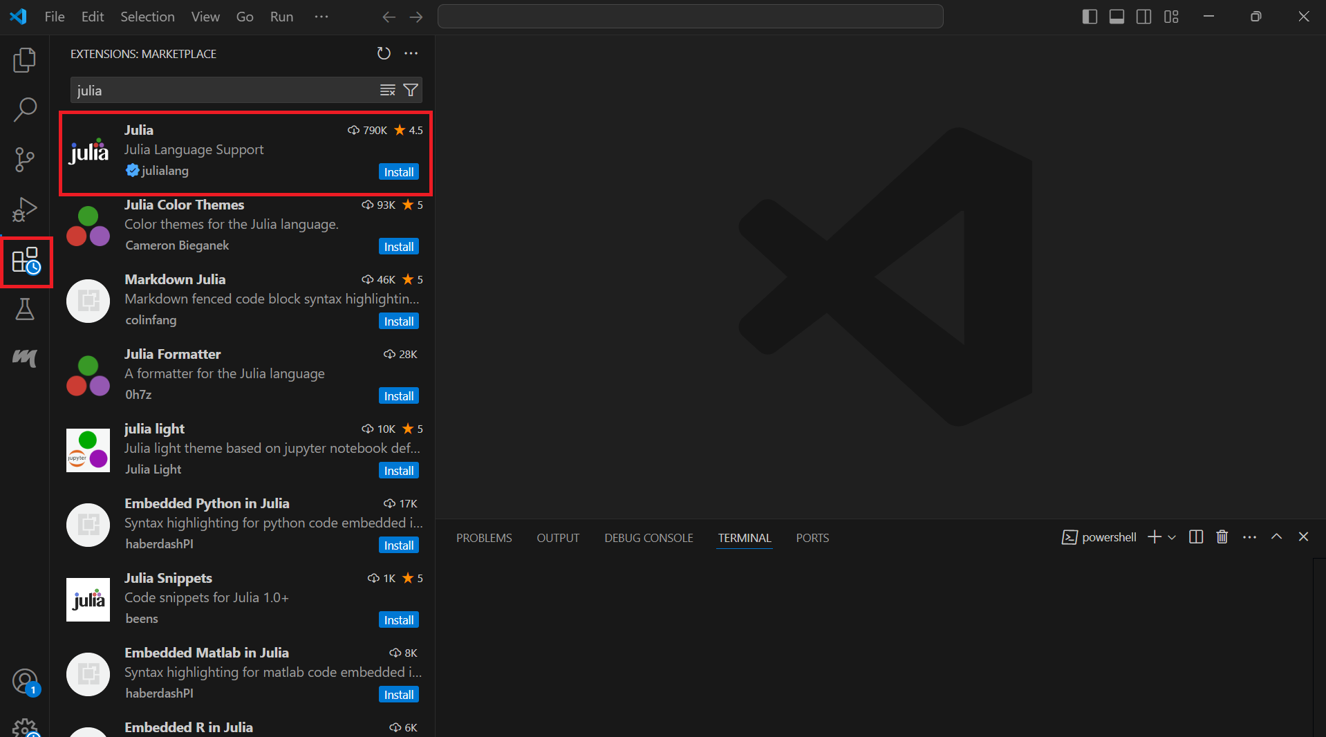 Julia Extension - VSC