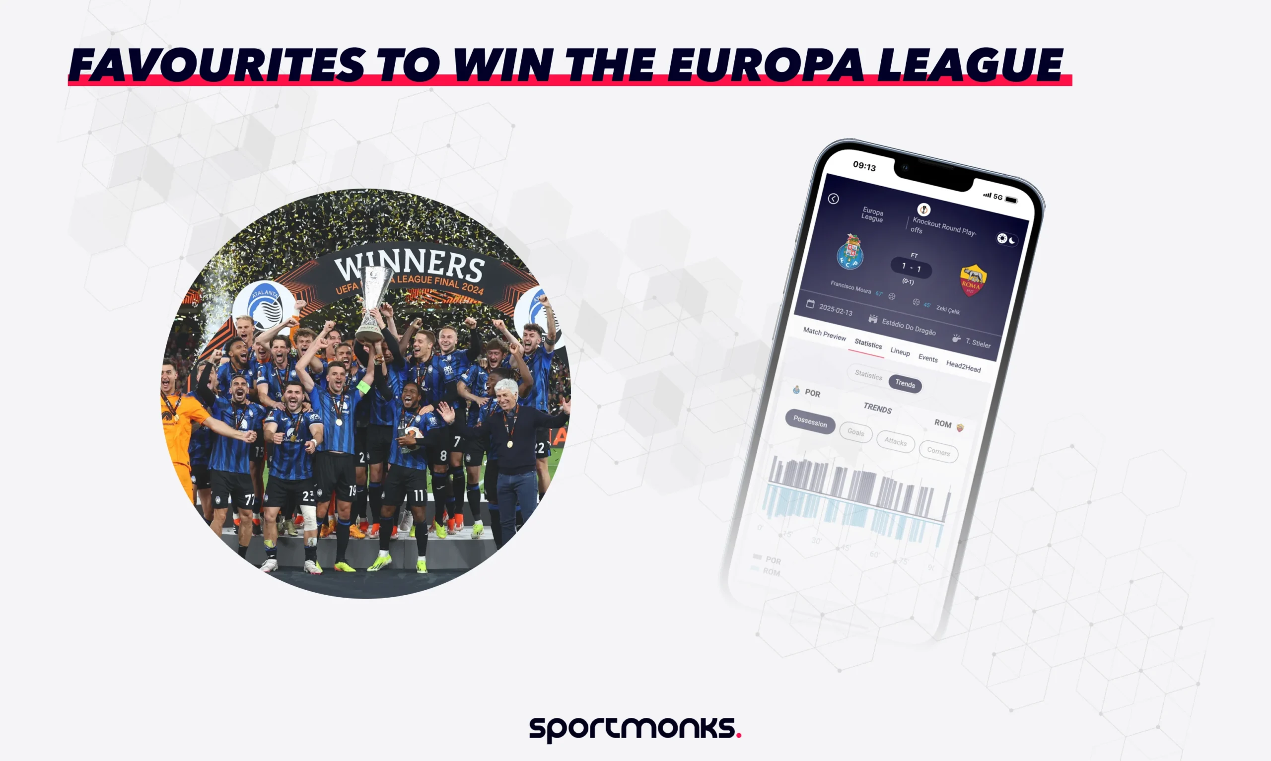 Who is the favourite to become Europa League champions based on Sportmonks data?